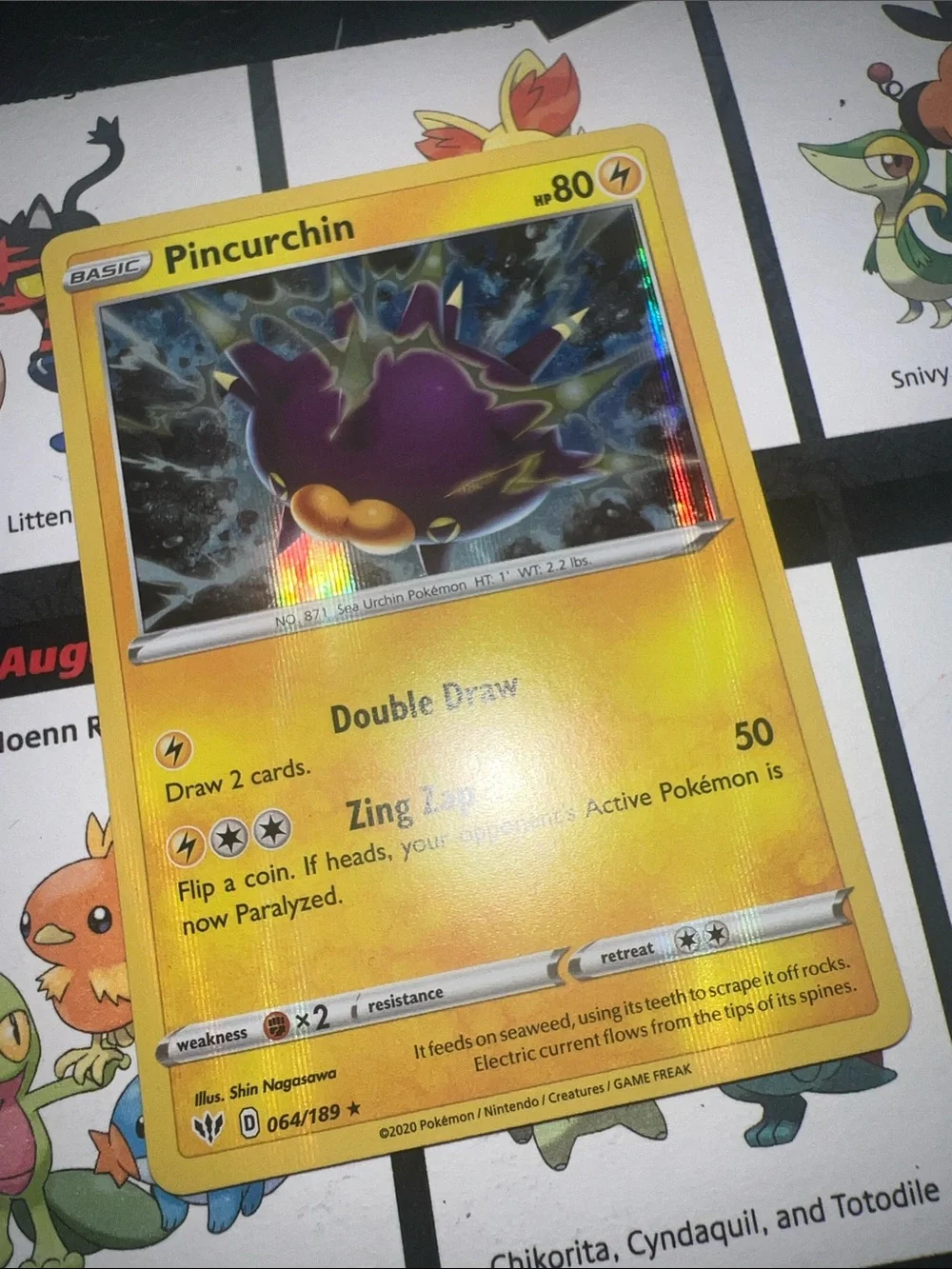 Pokemon Yellow Pincurchin Holo Lightning Card